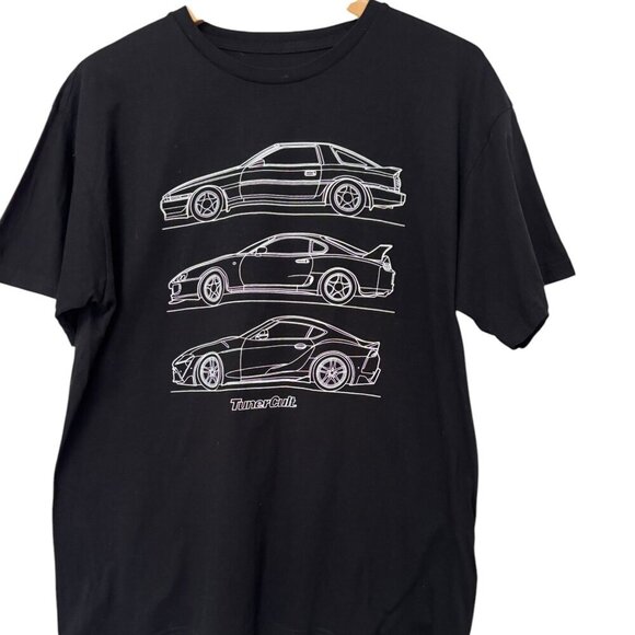 Tuner Cult Graphic Tee Size Large Black with White Short Sleeve 100% Cotton - Picture 1 of 5